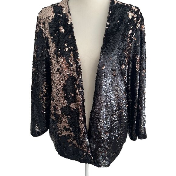 TORRID Reversible Black Metallic Sequin Blazer Jacket Size 3X/4X - Picture 3 of 8